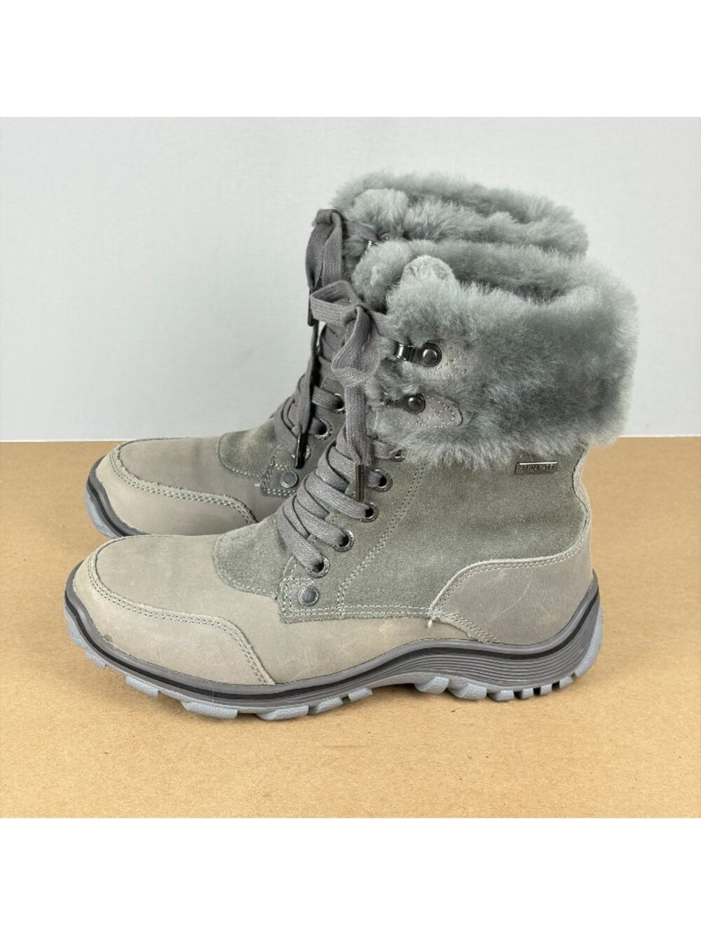 Pajar Canada Abbie Waterproof Leather Snow Boots Womens 8.5 Gray Sheepskin